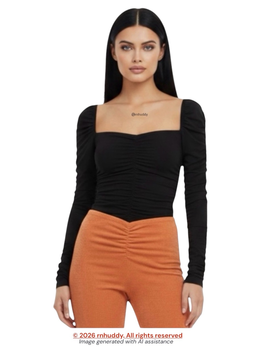 Reformation S black ruched esra top